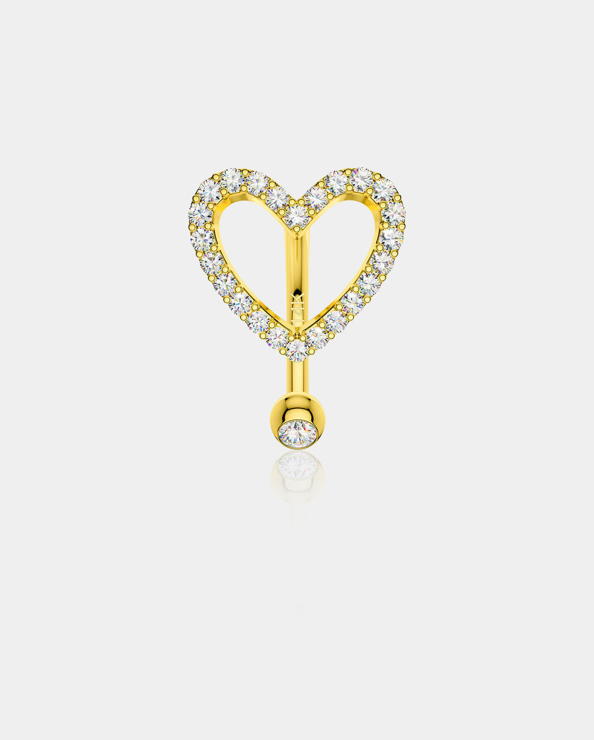 14K Gold Heart Top Belly Ring