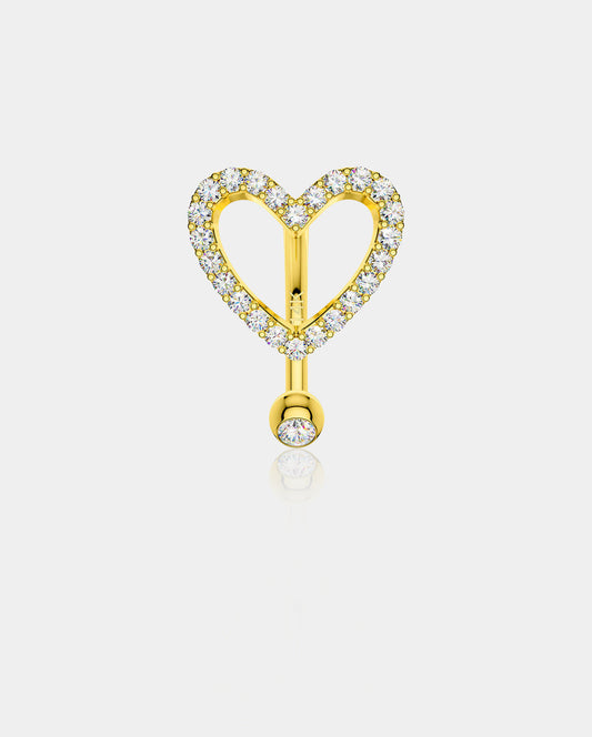 14K Gold Heart Top Belly Ring