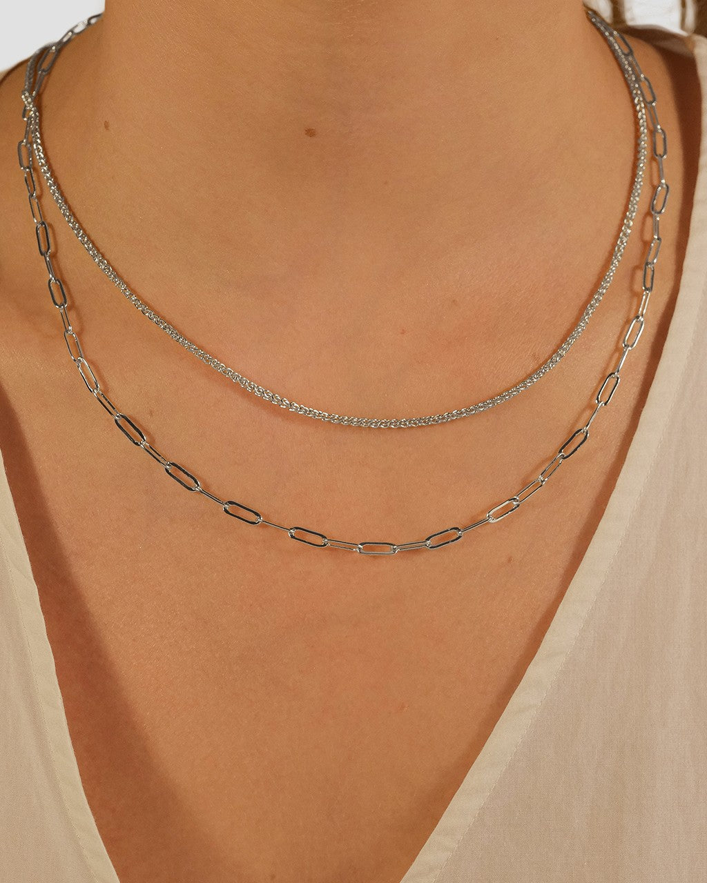 Emery Paperclip & Curb Chain Layered Necklace