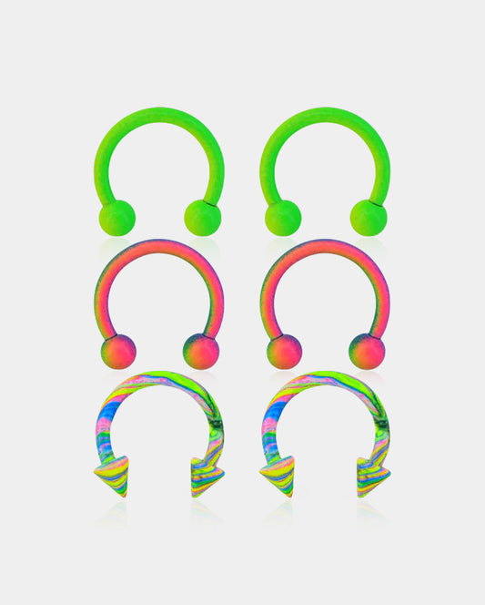 6pcs Corlorful Spike Septum Ring Pack