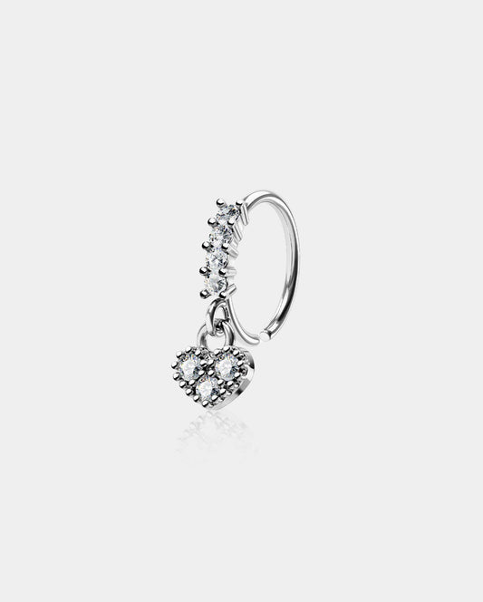 20G Shiny Heart CZ Dangle Nose Ring