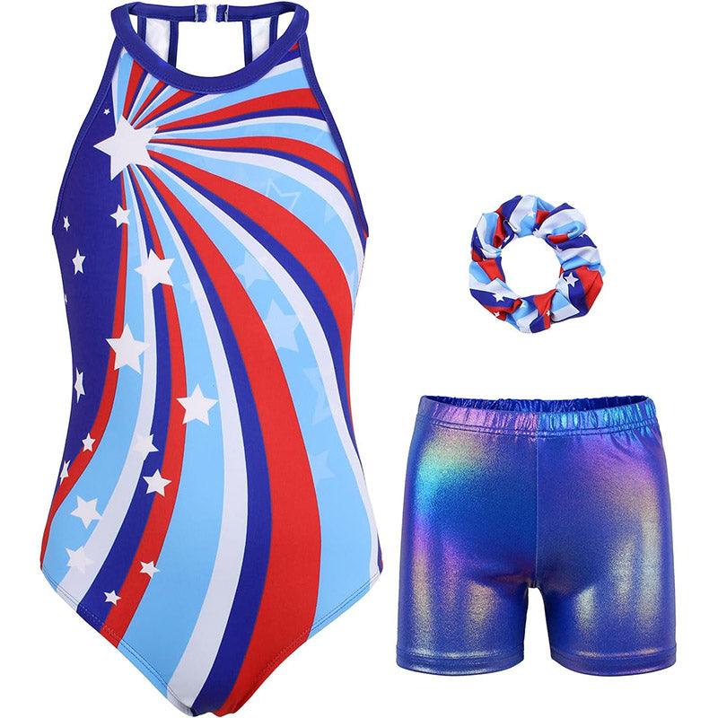 American Flag Gymnastics Biketard Set