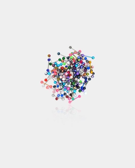 100PCS Colorful Acrylic Tongue Barbell Set