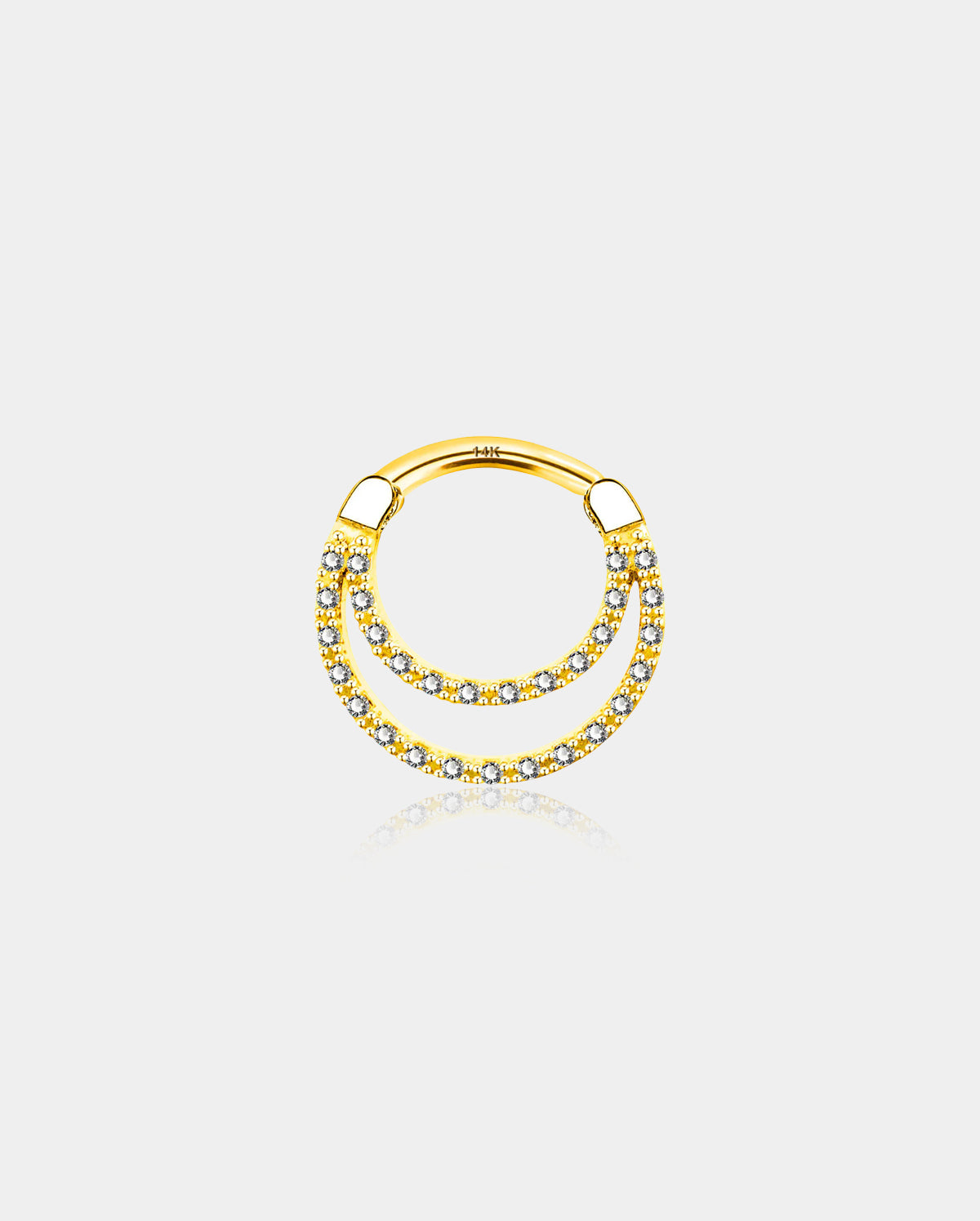 14K Gold CZ Double Hoop Segment Septum Ring