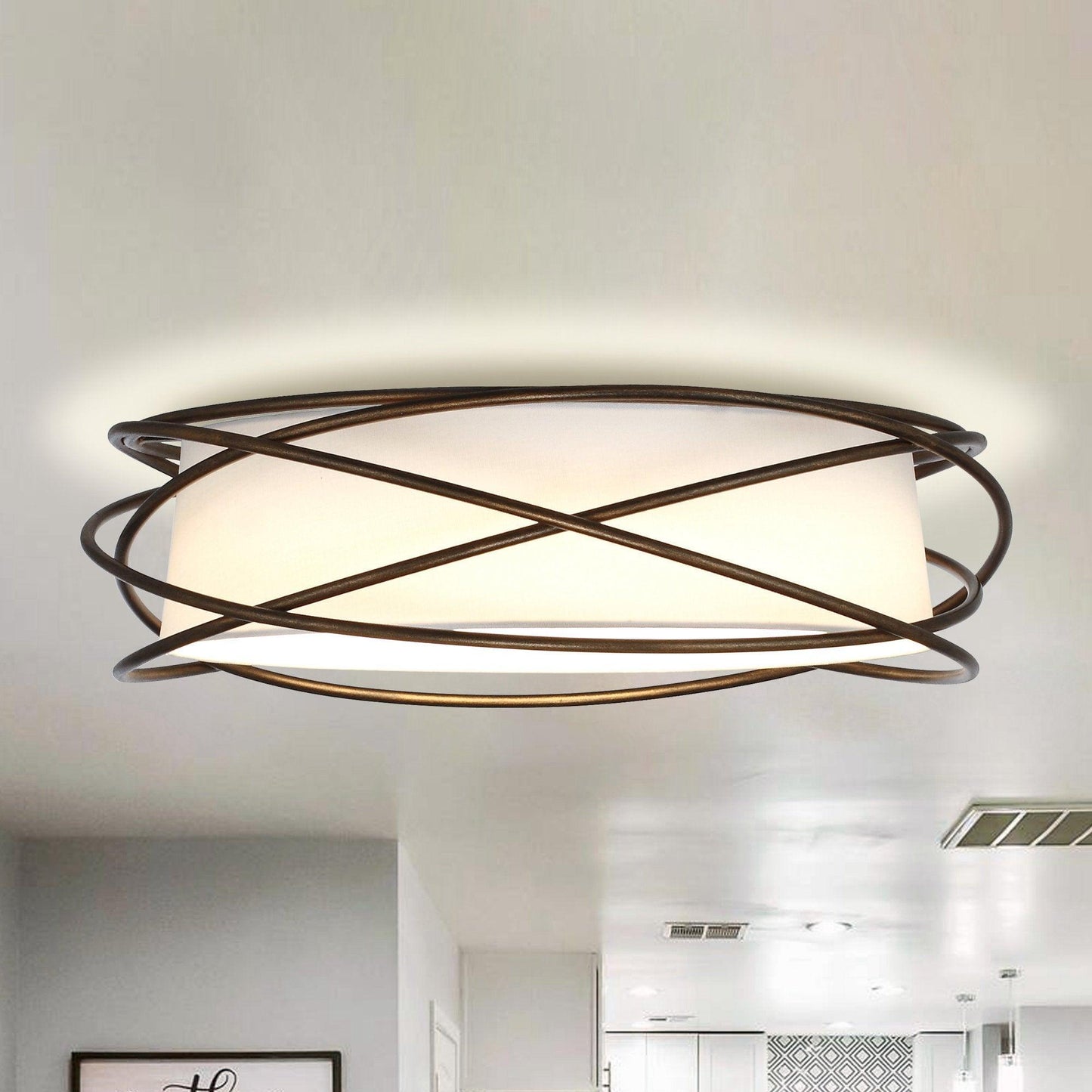 20" Modern Brown LED Flush Mount Ceiling Light