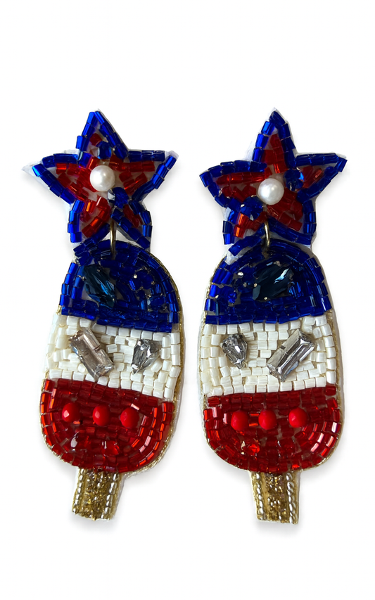 Earring: USA Beaded Popsicle Earrings