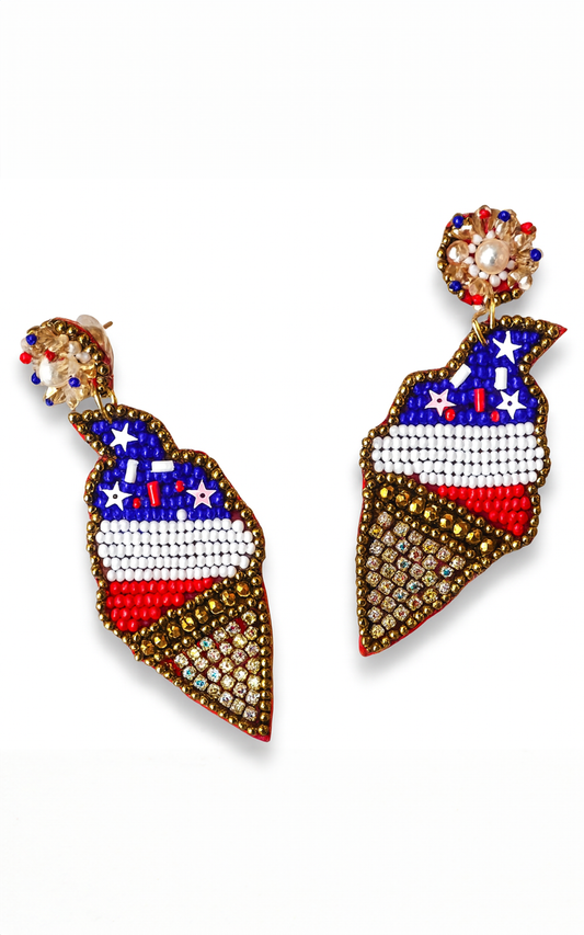Earring: USA Beaded Ice Cream Earrings