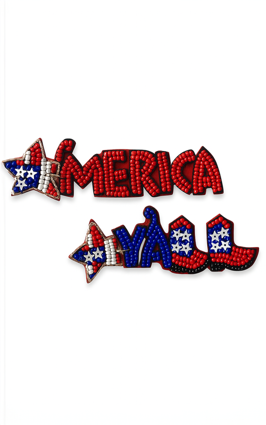 Earring: USA Beaded 'Merica Y'all Earrings