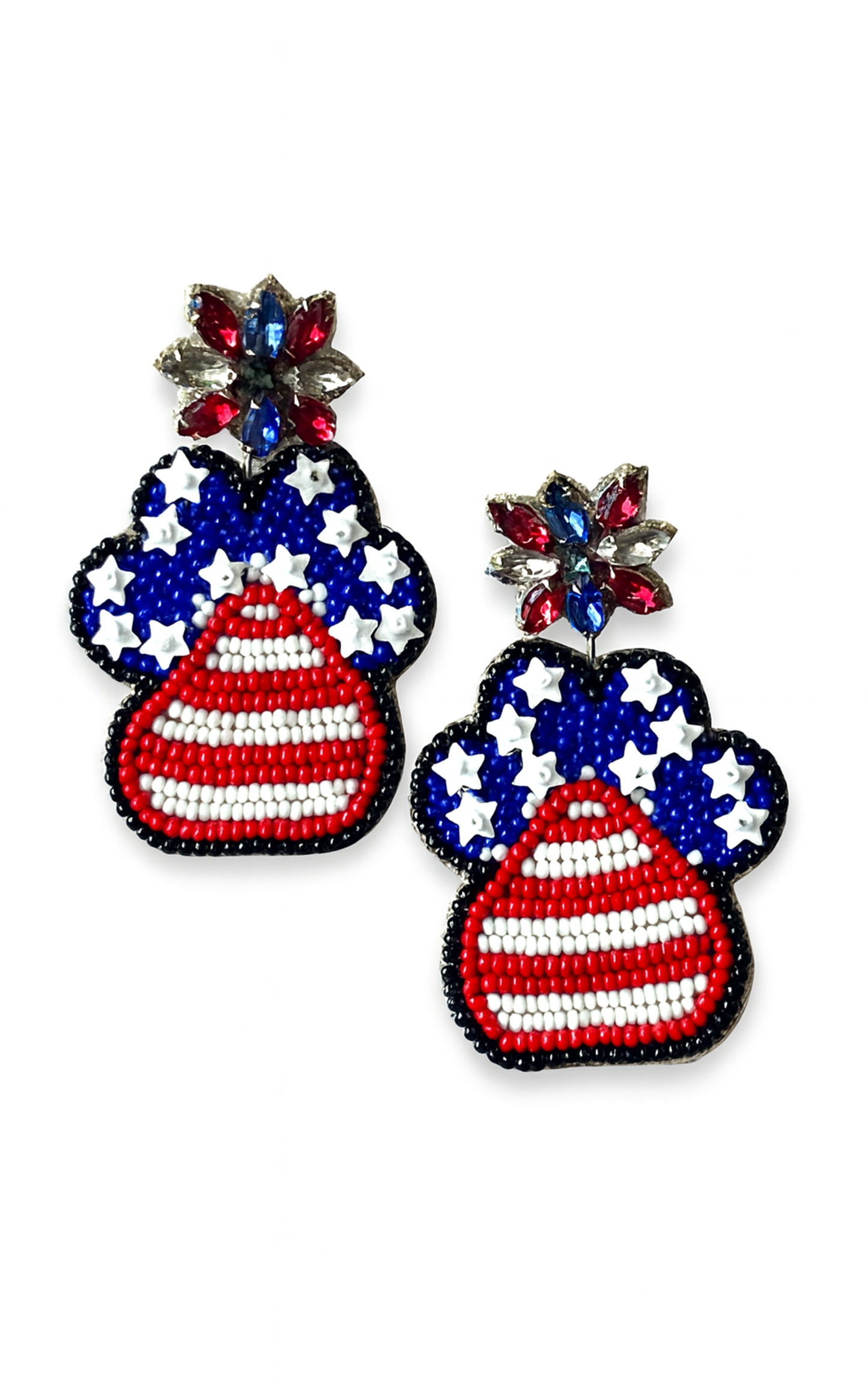 Earring: USA Beaded Paw Earrings