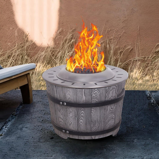Dark Grey Woodgrain Smokeless Firepit with Wood Pellet/Twig/Wood as The Fuel for Garden & Outdoor
