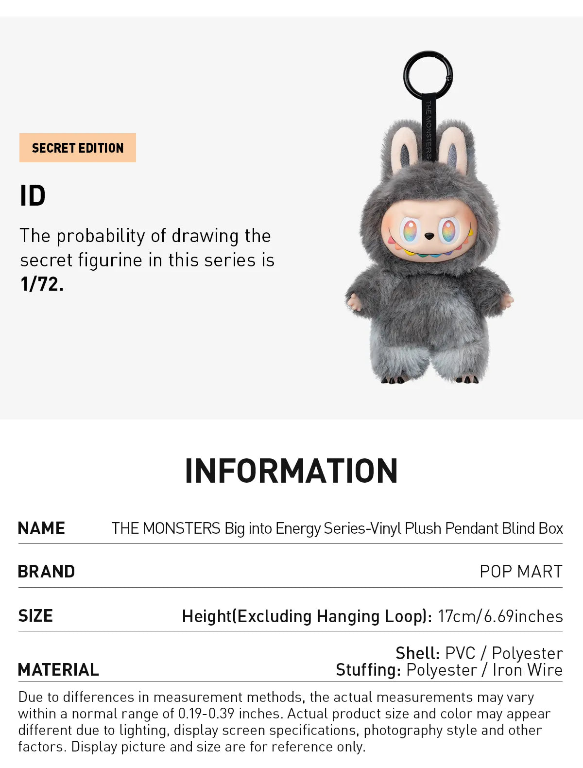[In Stock] POPMART Big into Energy Series-Vinyl Plush Pendant Blind Box Labubu (SEALED)