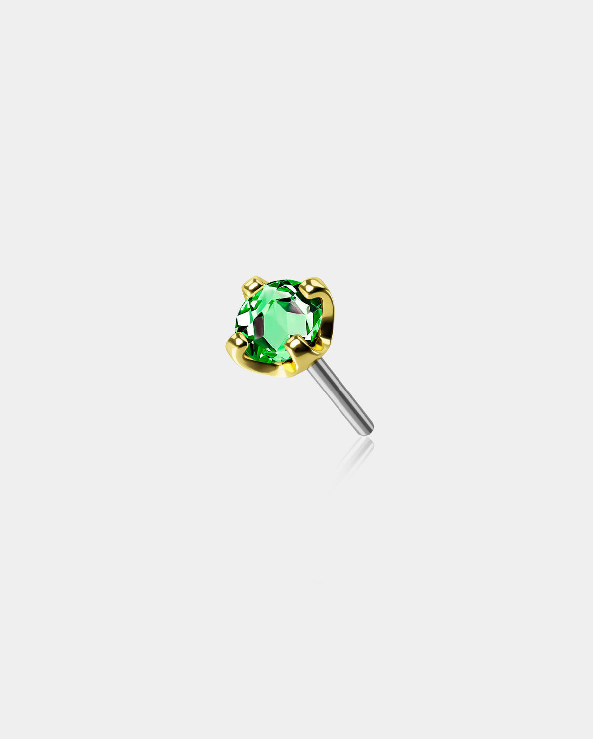 14K Gold Colorful CZ Threadless Nose Stud