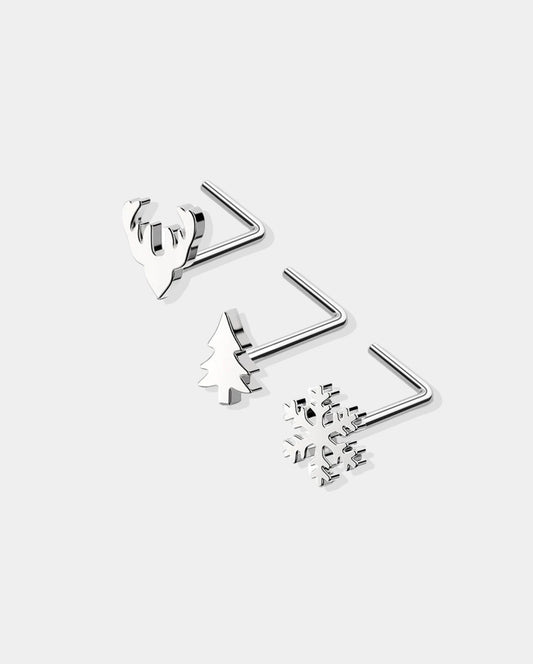 3PCS Reindeer/Tree/Snowflake Christmas Nose Stud