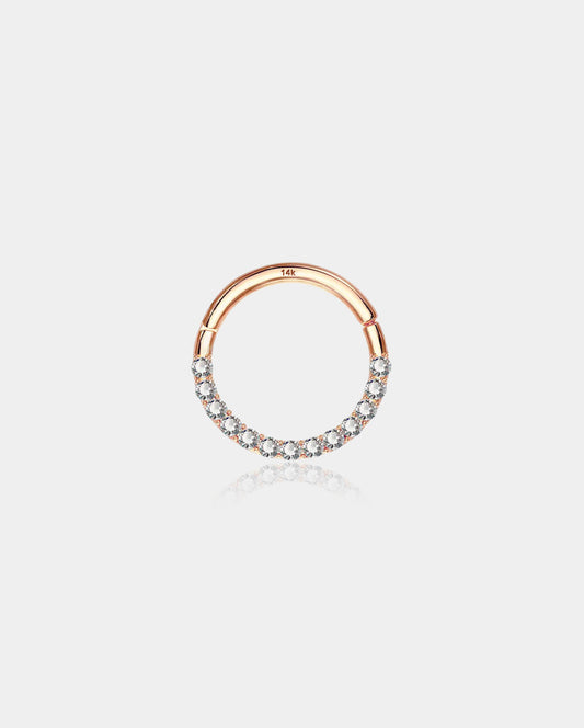 16G 14K Rose Gold CZ Segment Septum Ring