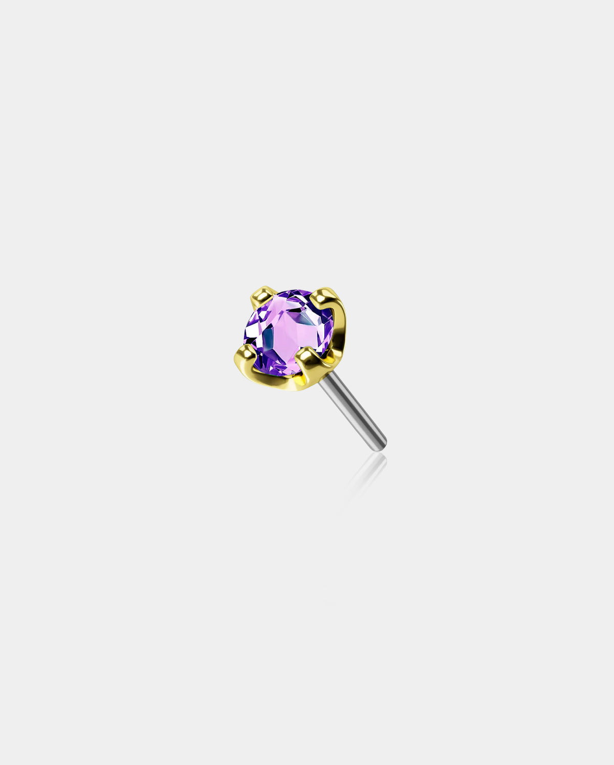 14K Gold Colorful CZ Threadless Nose Stud
