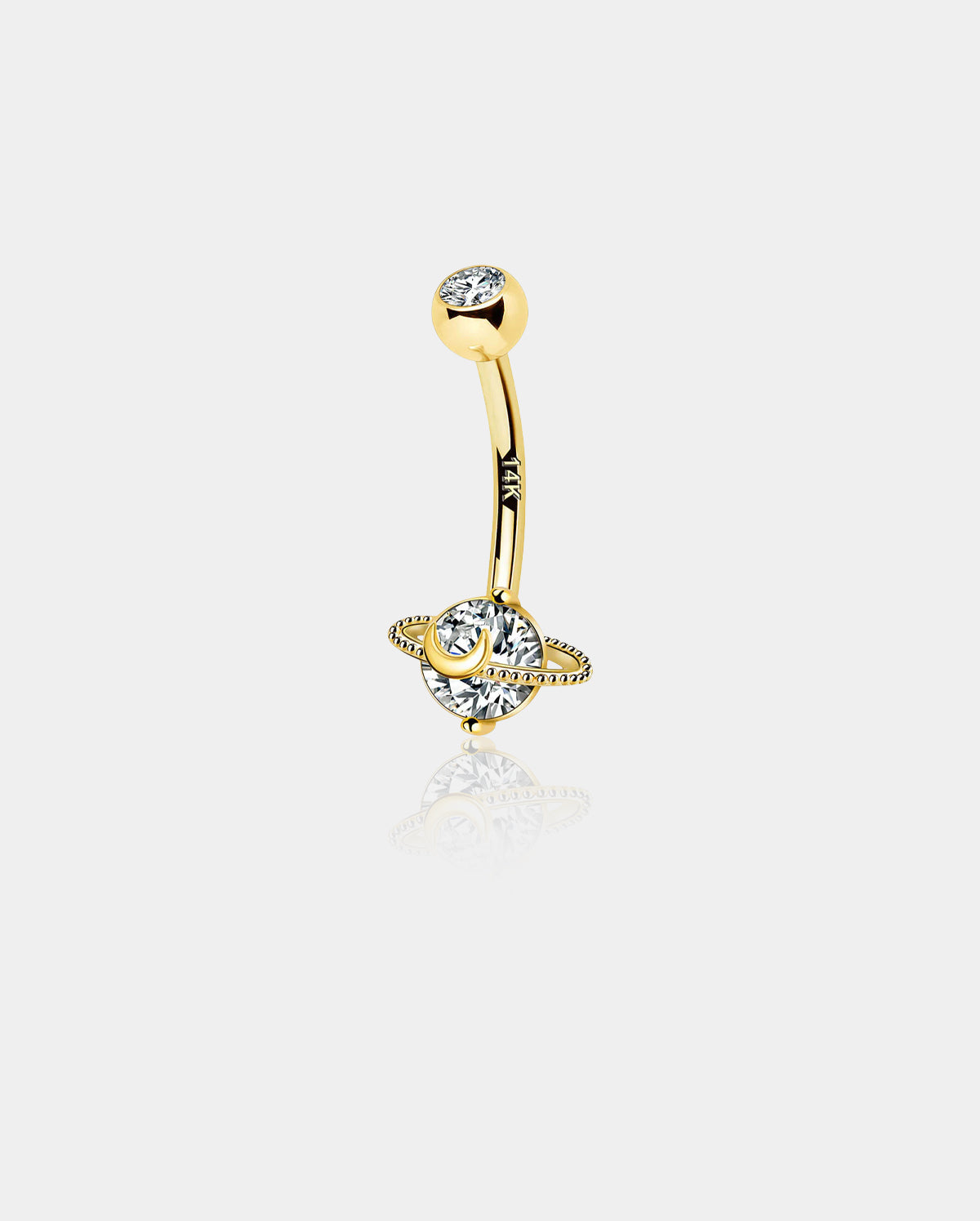 14K Gold Planet CZ Belly Ring