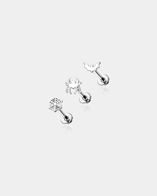 3PCS Bat Spider Internally Threaded Helix Studs