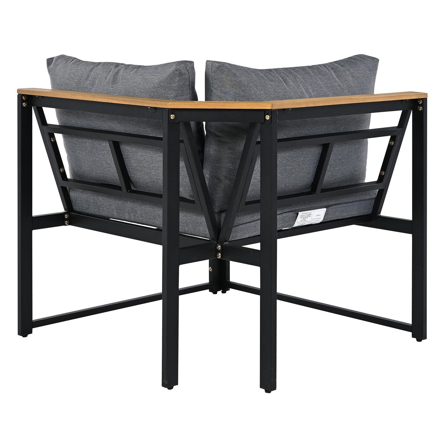 Patio Furniture Set with Loveseats, 4 Pieces Outdoor Sofa Set with Waterproof Cushions, Durable Iron-Wood Design for Garden, Backyard, Poolside