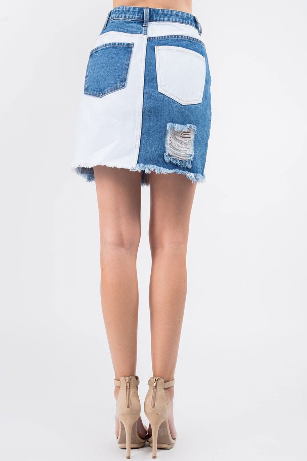 American Bazi frayed denim skirt