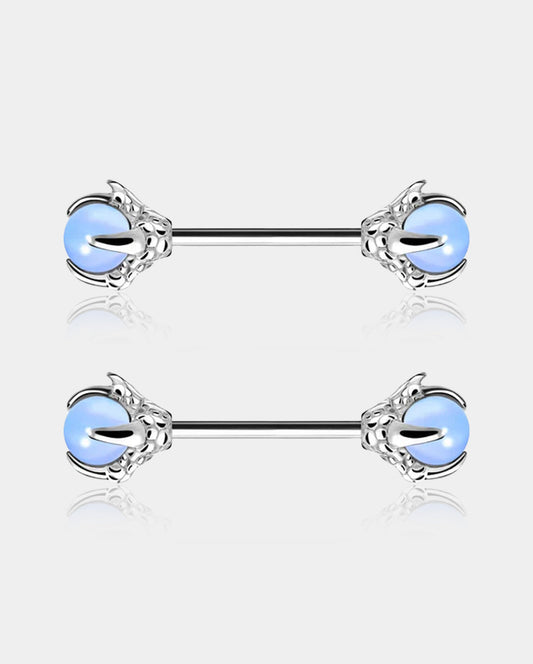 2Pcs Dragon Claws Gemstone Nipple Barbell Pair