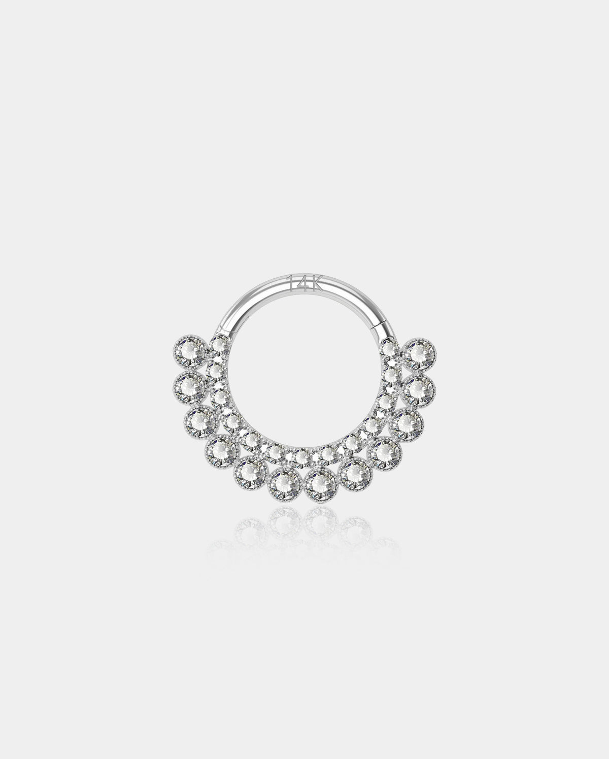 14K White Gold Clear CZ Segment Septum Ring