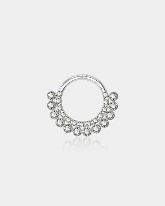 14K White Gold Clear CZ Segment Septum Ring