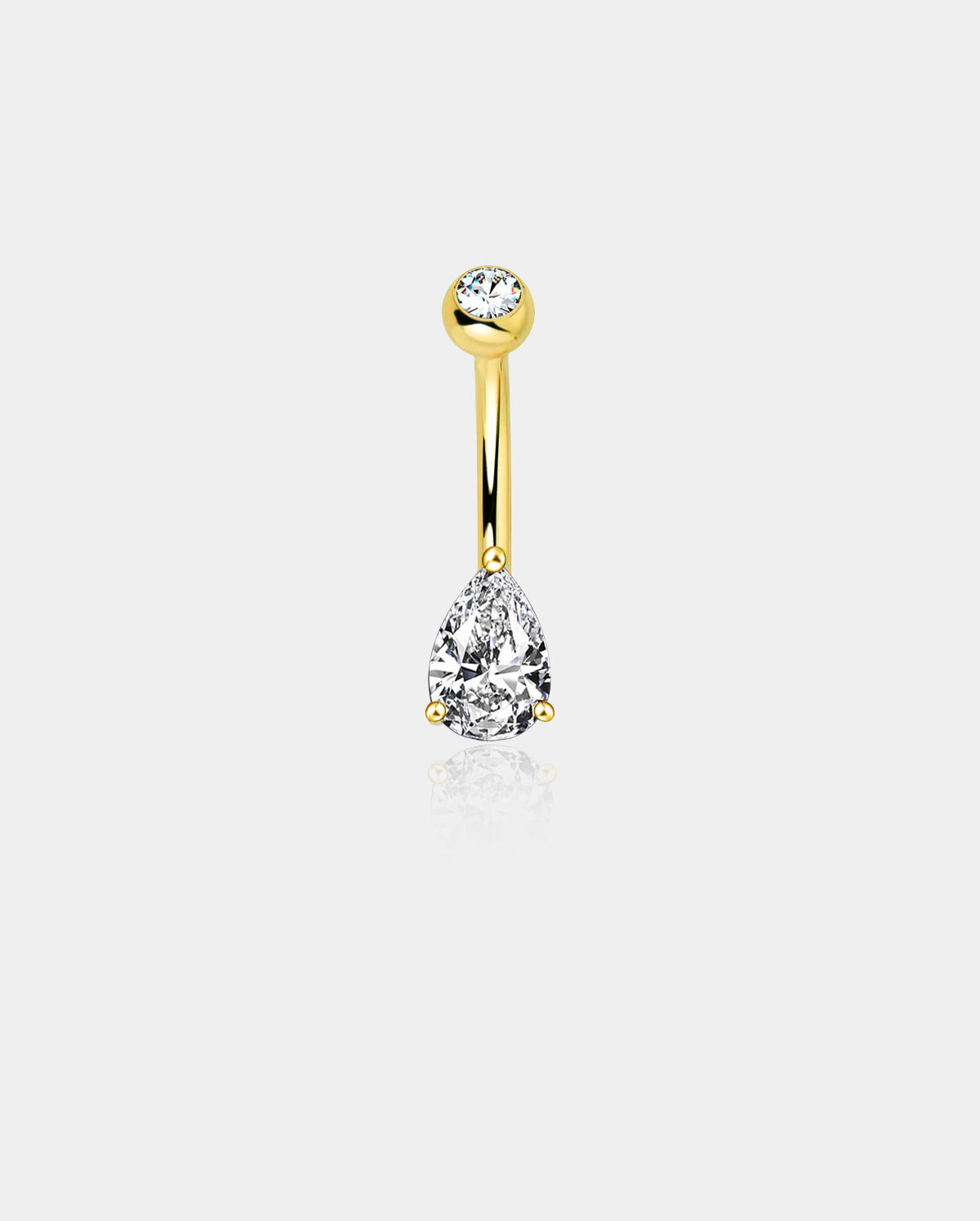 14K Gold Teardrop CZ Belly Ring