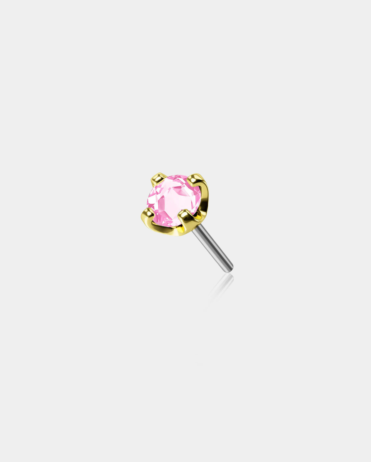 14K Gold Colorful CZ Threadless Nose Stud