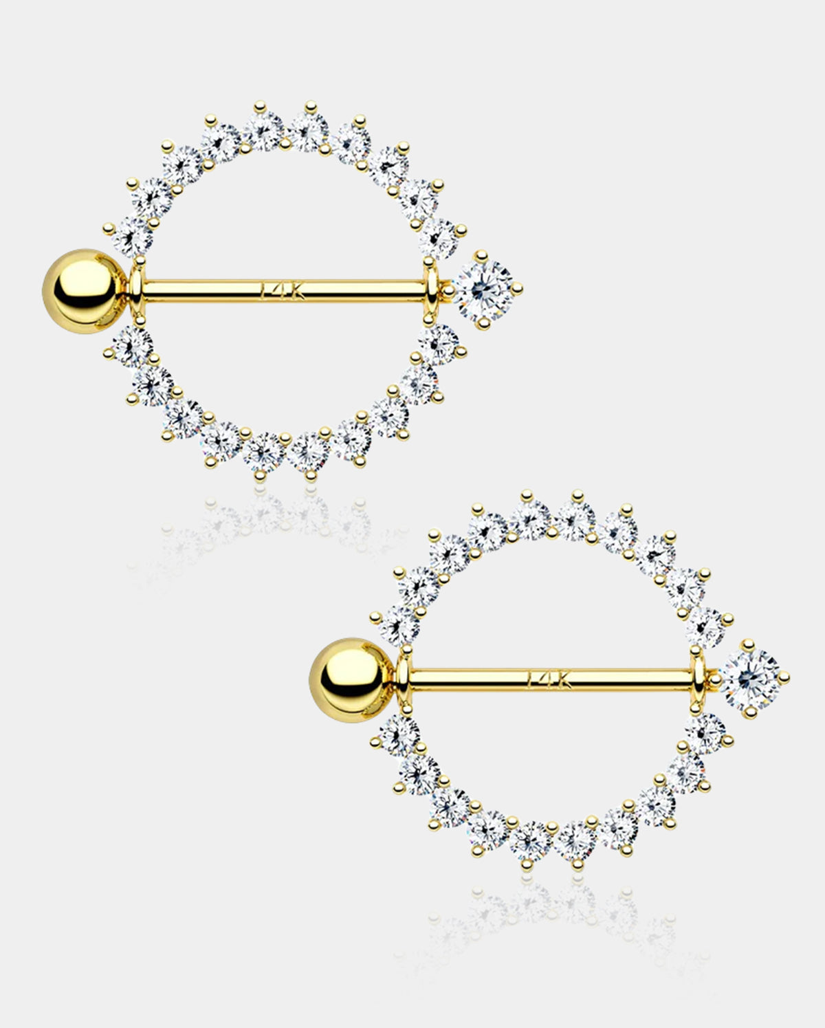 14K Gold CZ Nipple Shield Ring