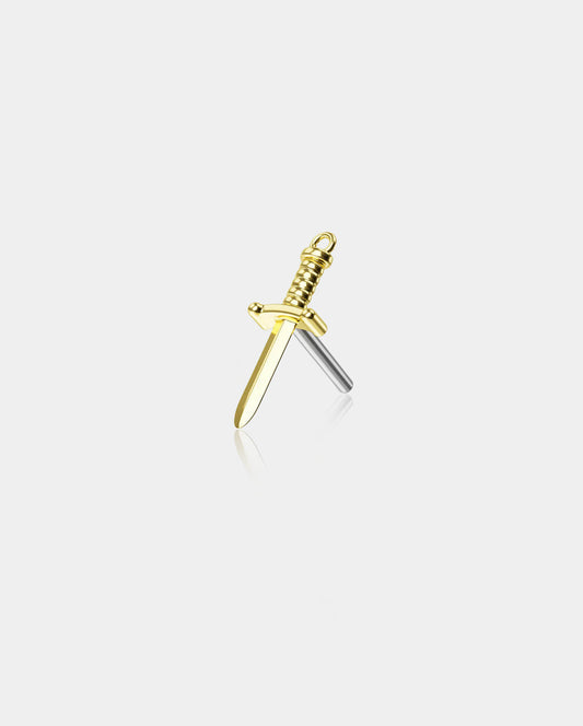 14K Gold Dagger Threadless Nose Stud