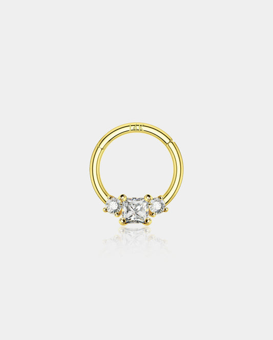 14K Gold CZ Daith & Septum Segment Ring