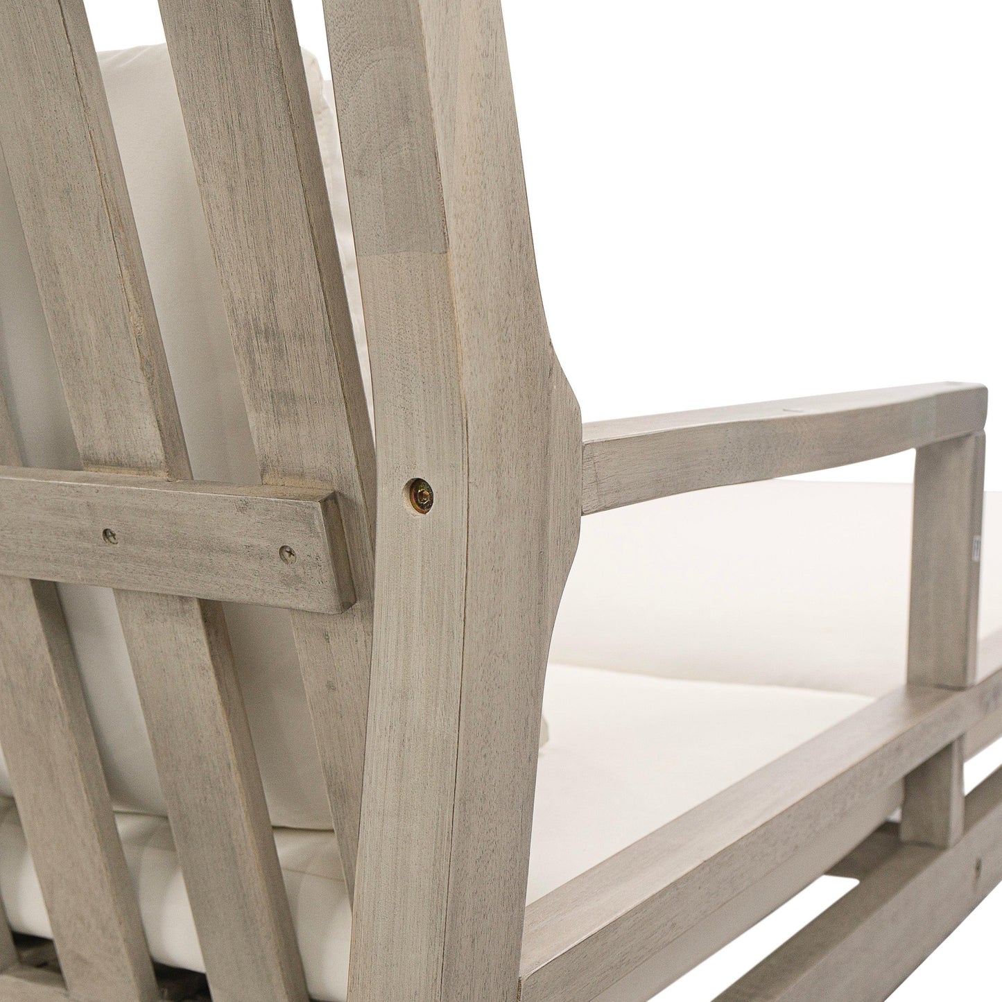 Outdoor Daybed, Patio Daybed with Four Pillows, Wooden Outdoor Bed with Curved Armrests for Poolside, Backyard, Garden