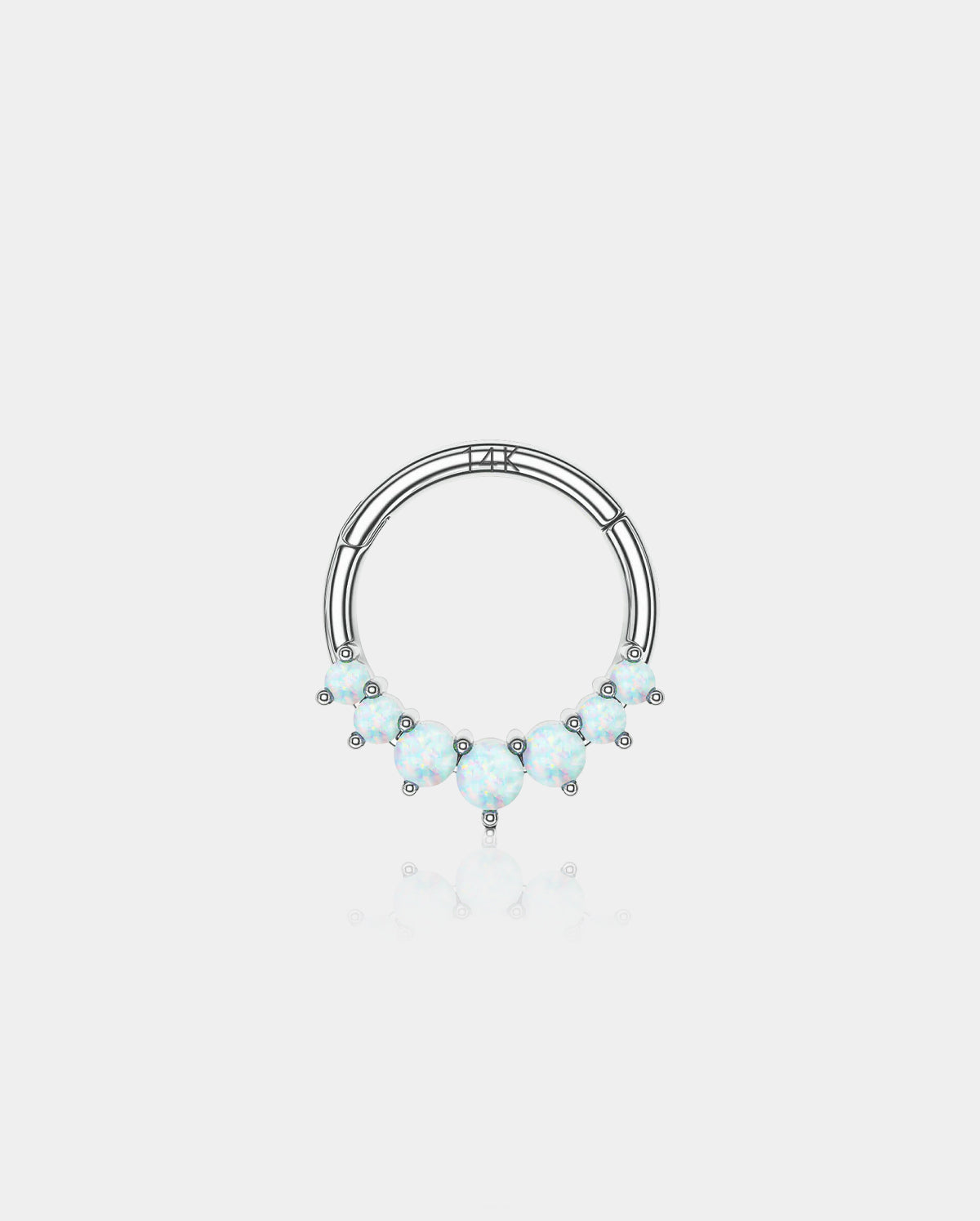 14K White Gold Opal Segment Septum Ring