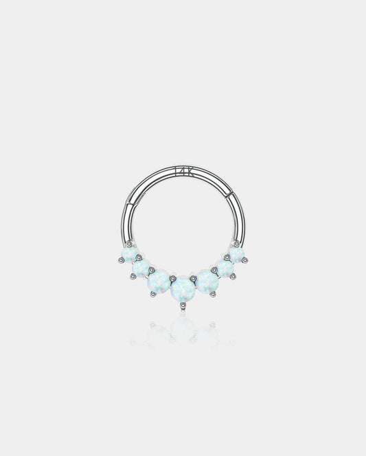 14K White Gold Opal Segment Septum Ring