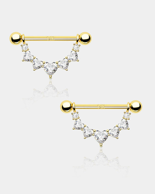 14K Gold Removable Heart Nipple Ring