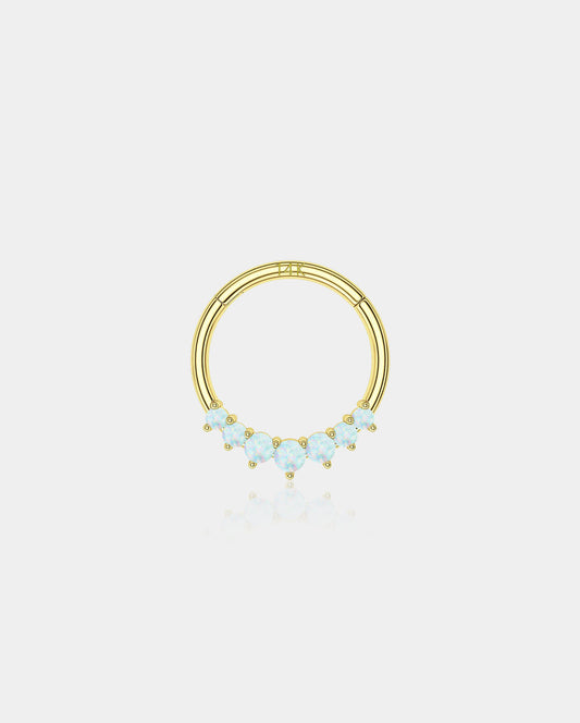 14K Gold Opal Segment Septum Ring