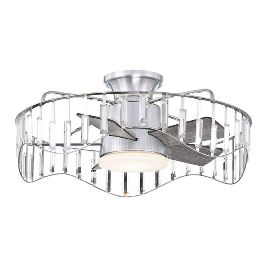 27" Modern Brush Nickel Flush Mount Reversible Ceiling Fan with Lighting and Remote Control