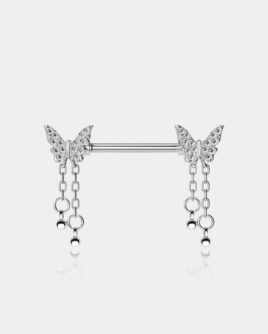 2PCS Butterfly Dangle Nipple Barbells