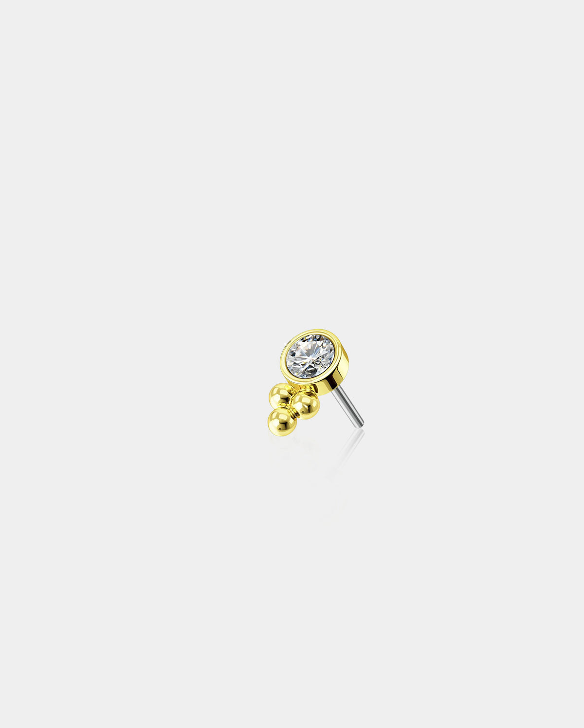14K Gold CZ Beads Threadless Nose Stud