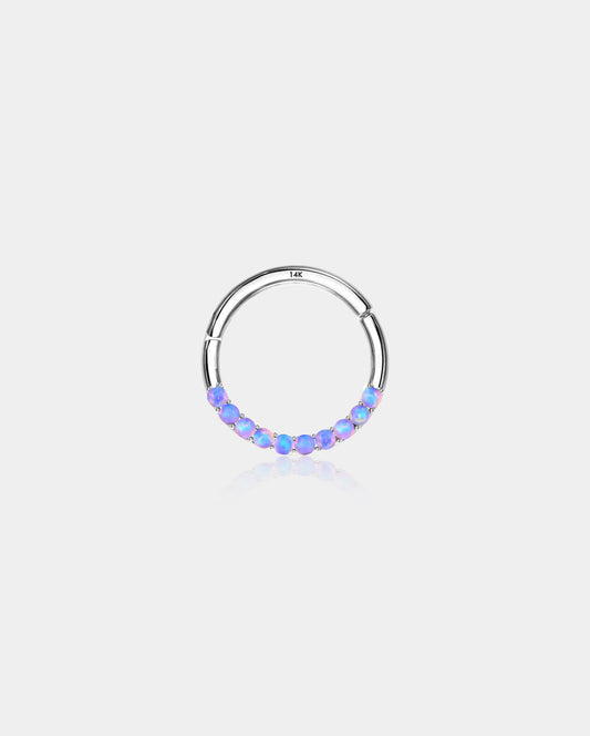 14K White Gold Purple Opal Segment Septum Ring