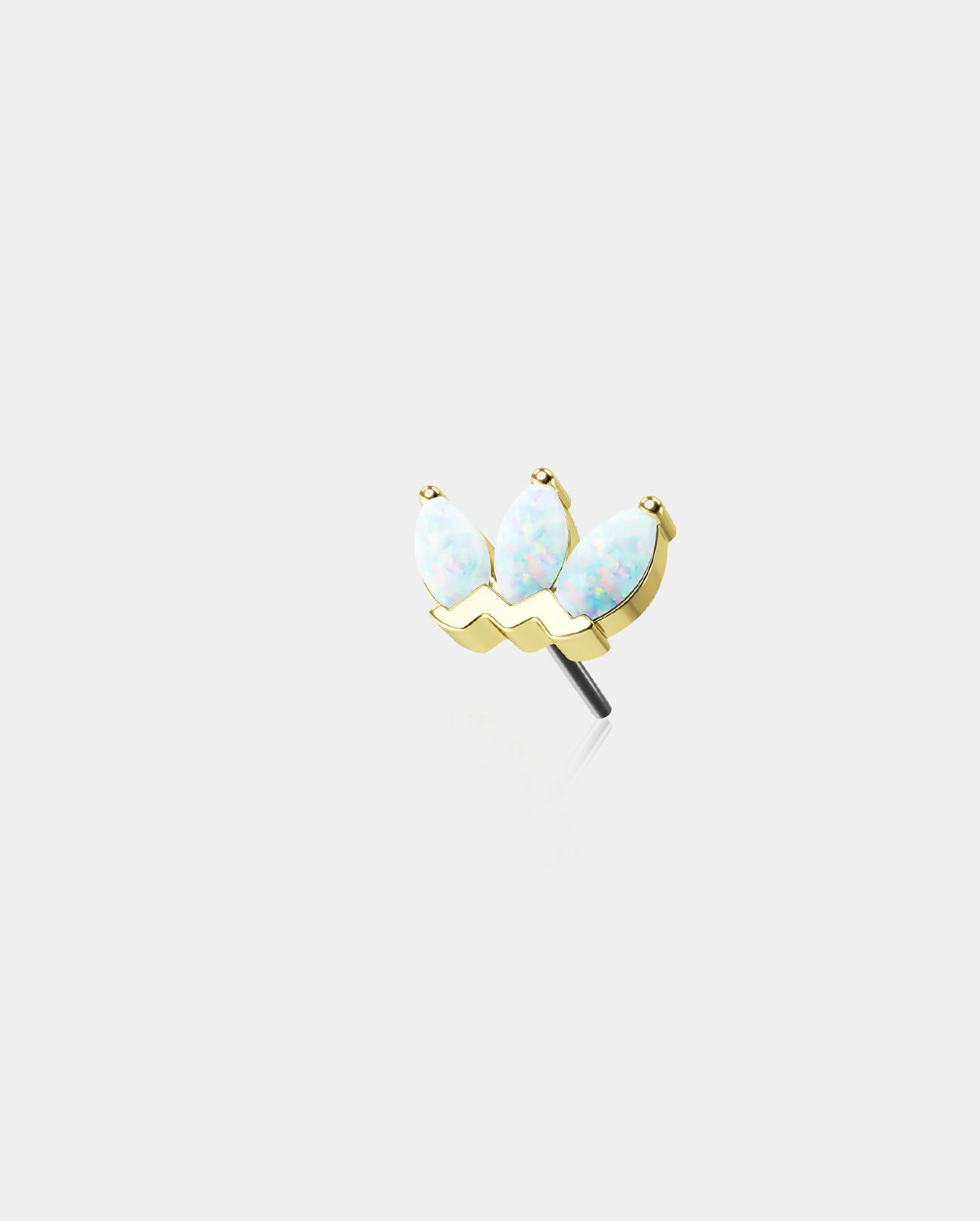 14K Gold Crown Opal Threadless Nose Stud