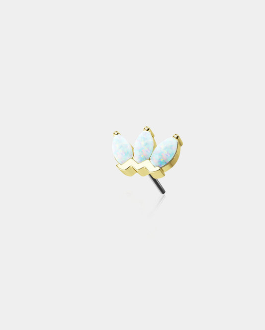 14K Gold Crown Opal Threadless Nose Stud