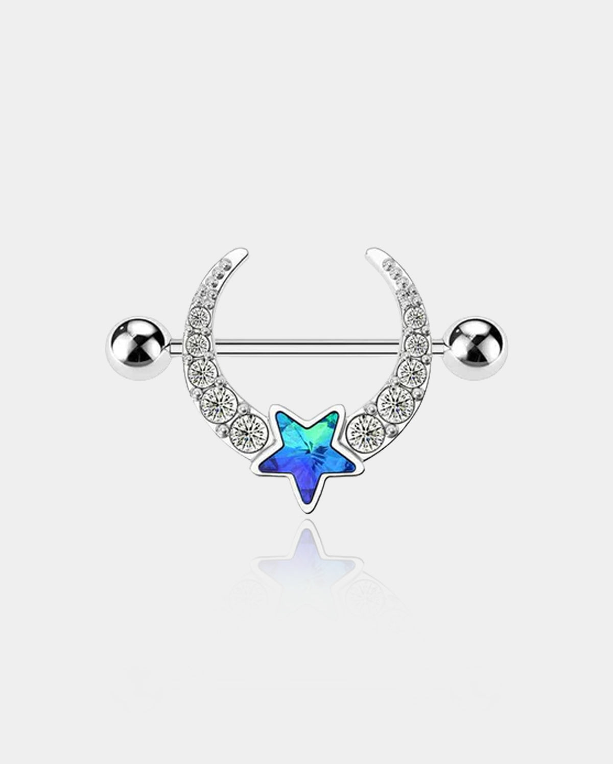 2PCS Blue Star CZ Gems Nipple Rings