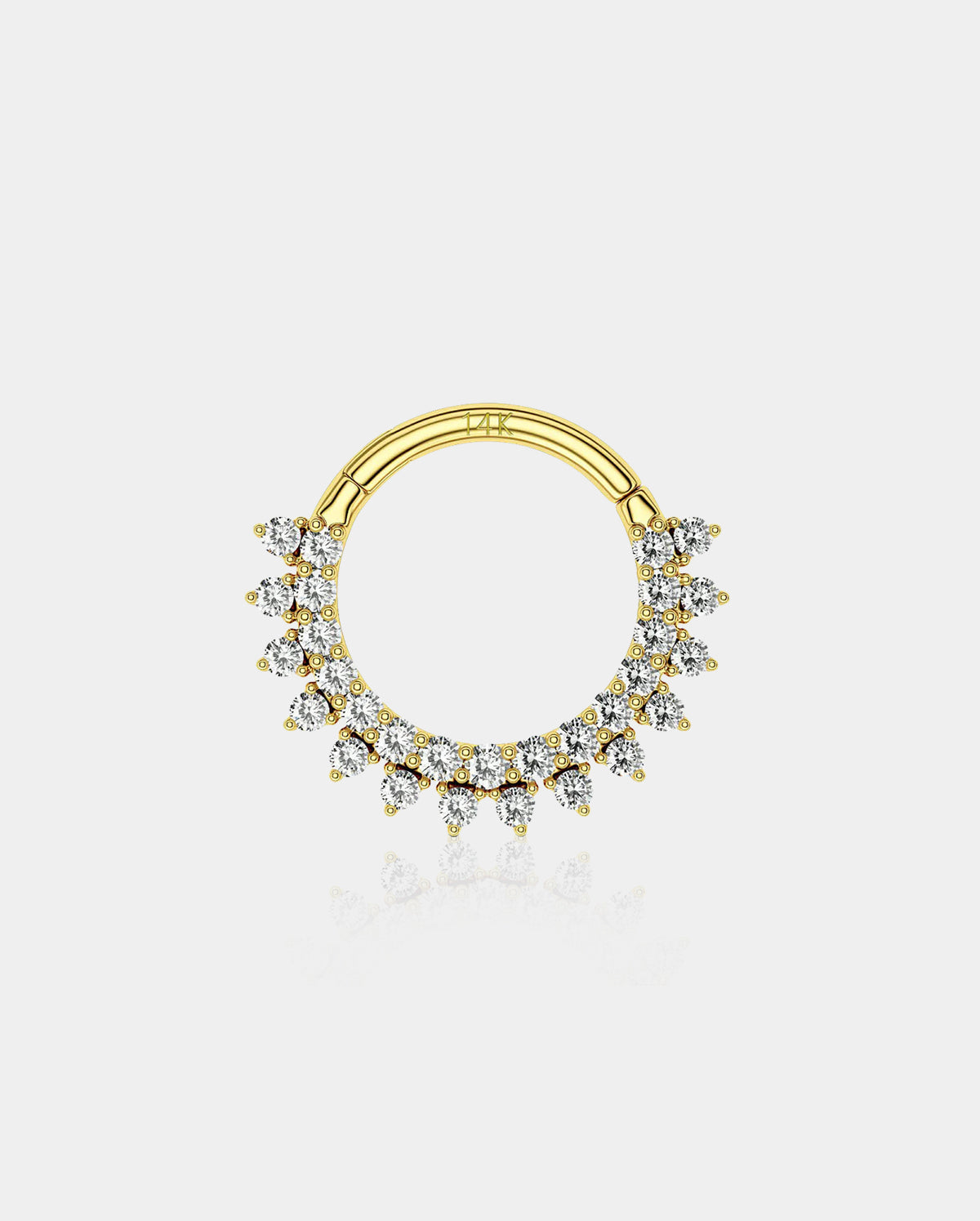 14K Gold Double Row CZ Segment Septum Ring