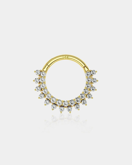 14K Gold Double Row CZ Segment Septum Ring
