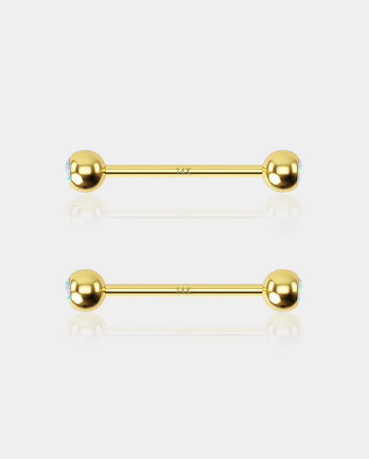 14K Gold Opal Ball Nipple Ring