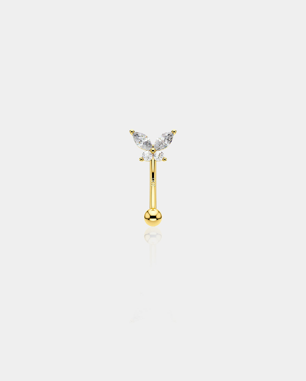 14K Gold CZ Butterfly Rook Earring