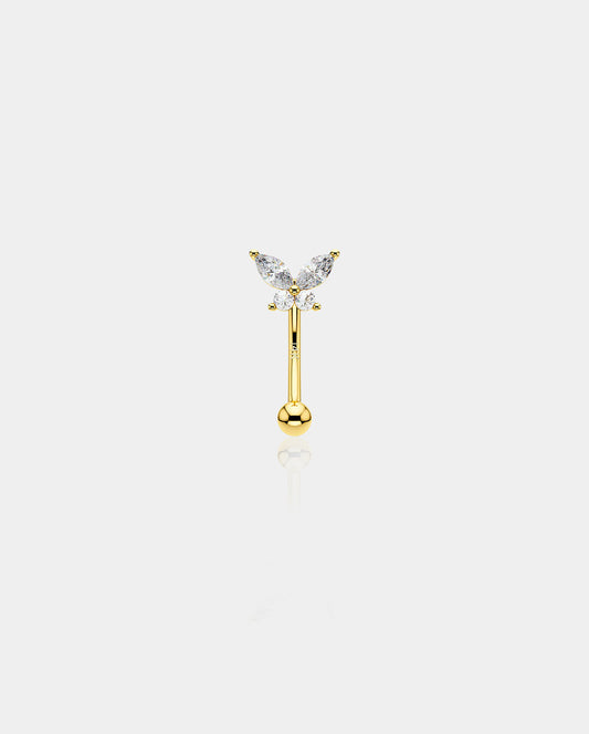 14K Gold CZ Butterfly Rook Earring
