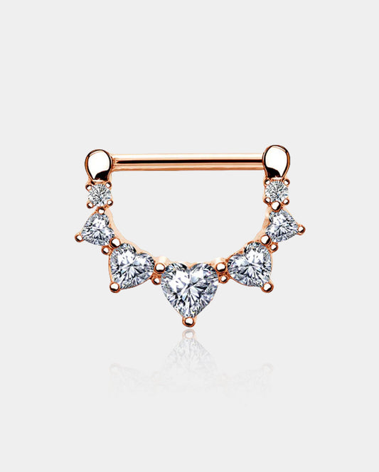 2pcs Heart CZ Nipple Clicker Pair