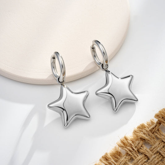 Bubble Star Water Safe Stainless Steel Hoop Earrings